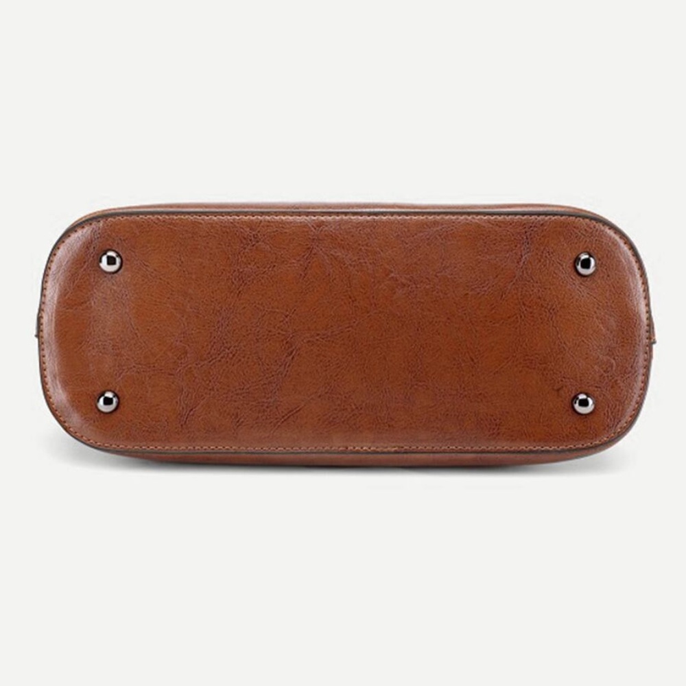 Brown Vegan leather Minimalist Tote bag - Picture 3 of 6